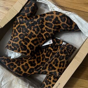 Zara pony hair Leopard Print Ankle Boots size 40